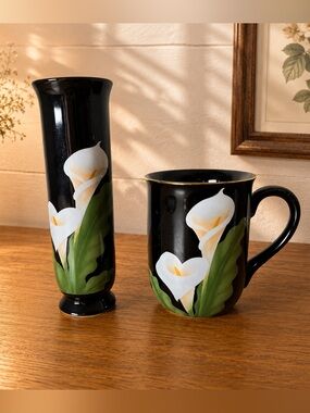 Otagiri Calla LilyVintage Mug & Bud Vase Set